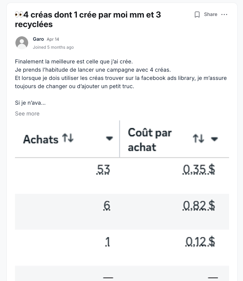 Résultat partagé par un membre du programme EcomLiberty (capture 7)